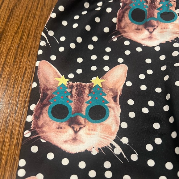 Tucker + Tate Holiday Christmas Cat Leggings Yth Girl Large and XLarge Black Dot - Picture 2 of 5
